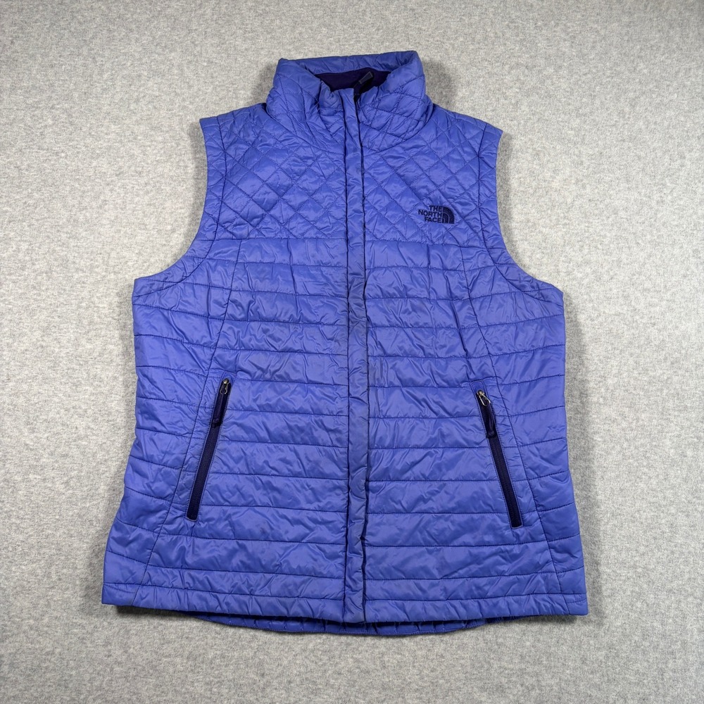The North Face Puffer Vest Womens Large Purple Quilted Full Zip CXJ4 Insulated
